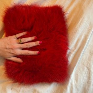 Brother Vellies Red Fox Fur Clutch